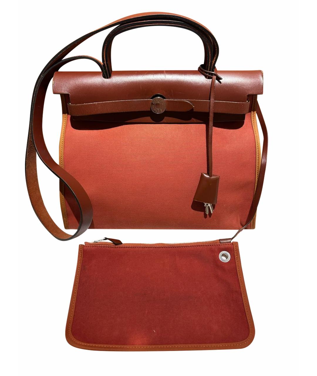 HERMES Бордовая тканевая сумка с короткими ручками, фото 1