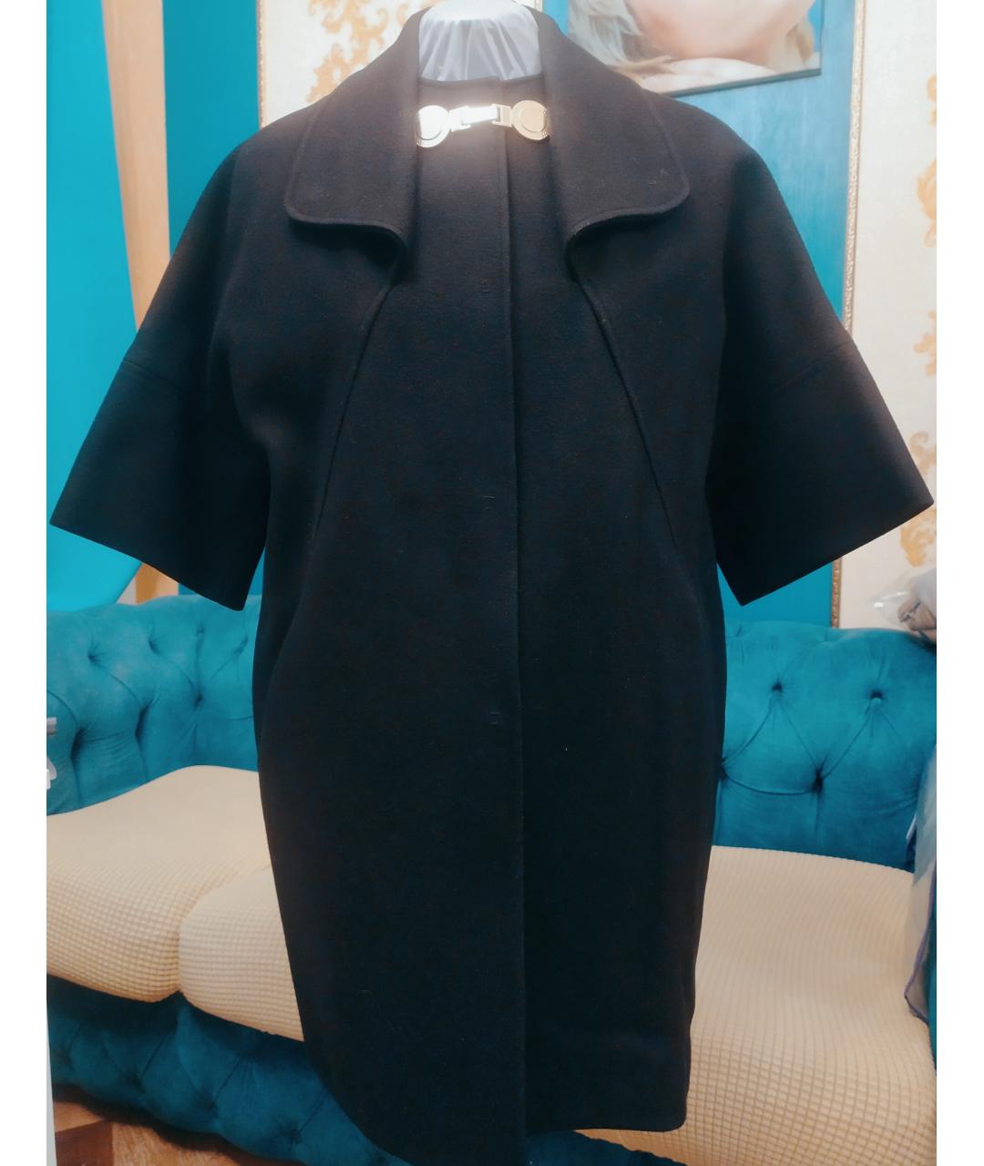 VERSACE COLLECTION Черное шерстяное пальто, фото 4
