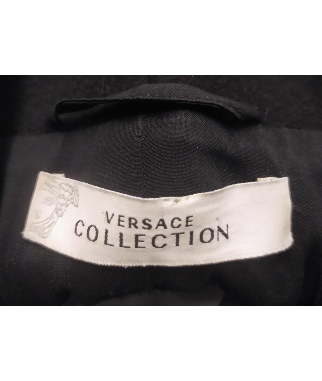 VERSACE COLLECTION Черное шерстяное пальто, фото 3