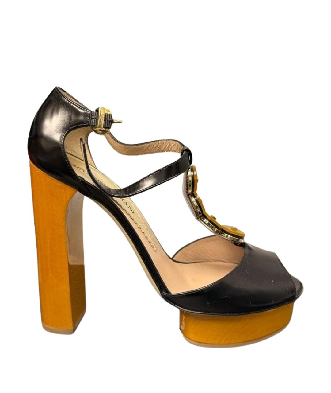 EMPORIO ARMANI Черные кожаные босоножки, фото 1