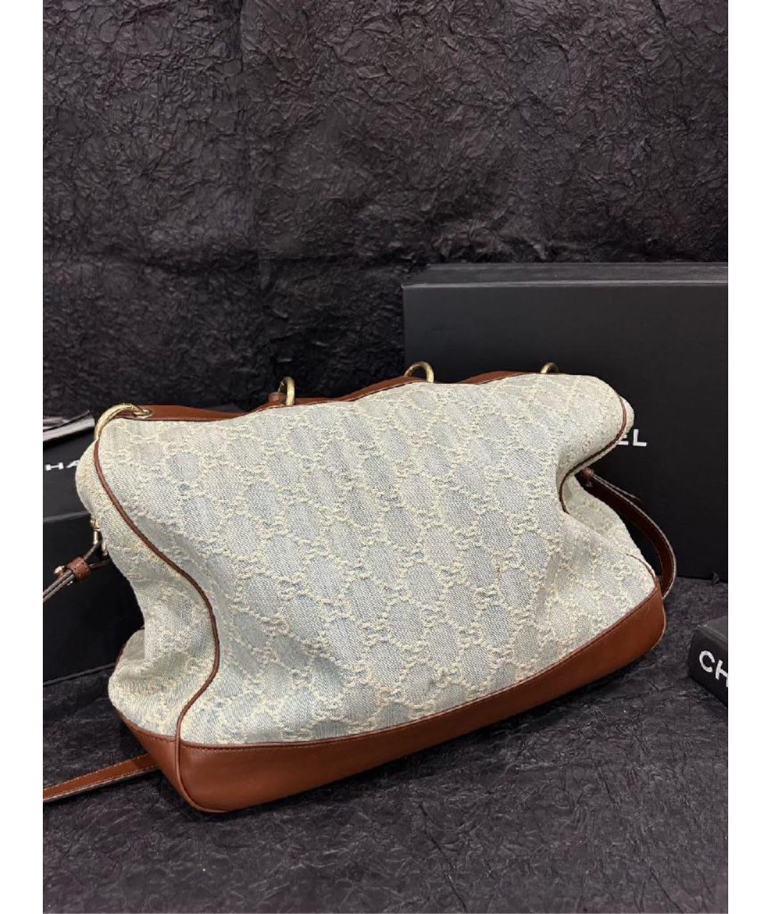 GUCCI Белая тканевая сумка тоут, фото 8