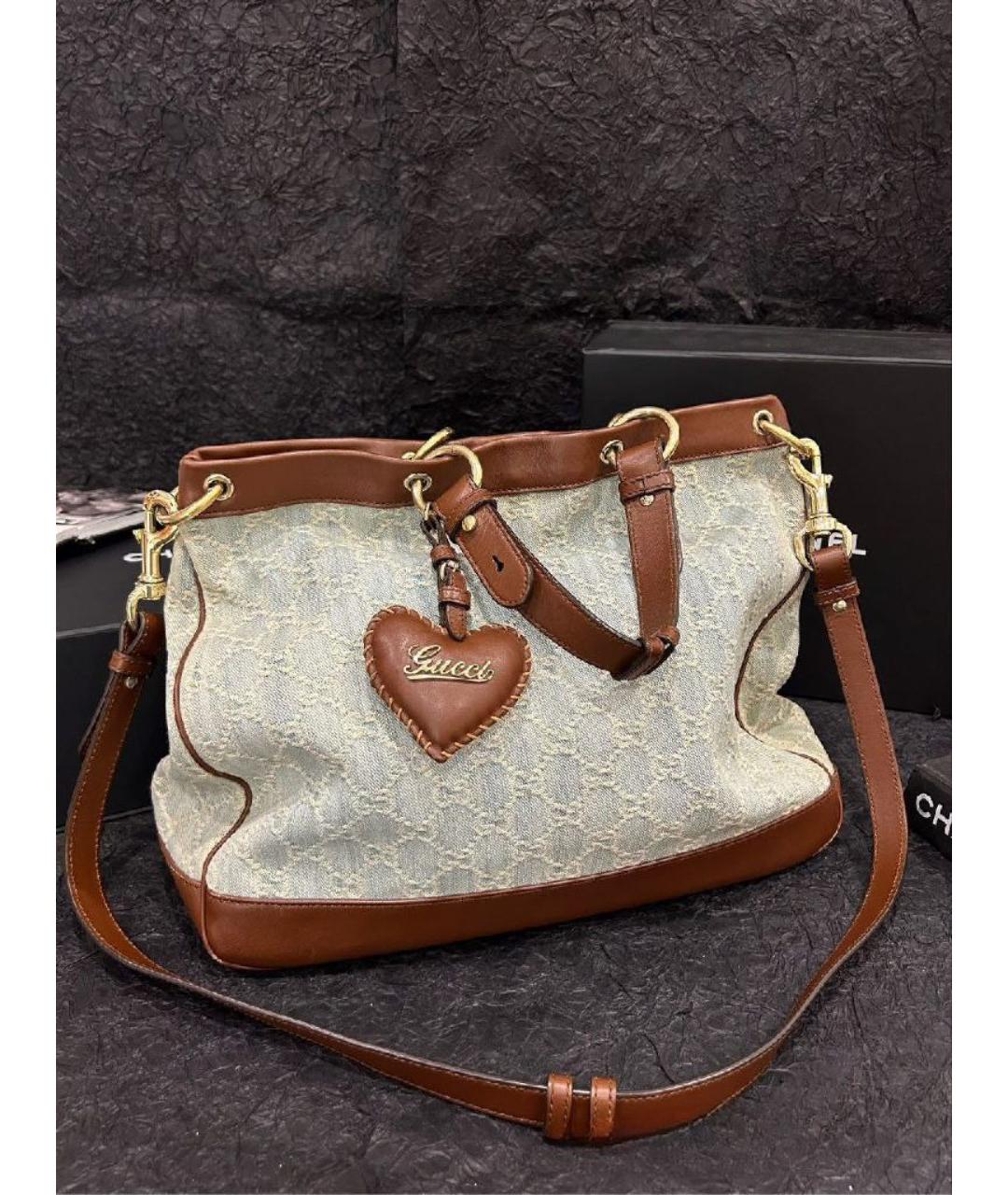 GUCCI Белая тканевая сумка тоут, фото 9