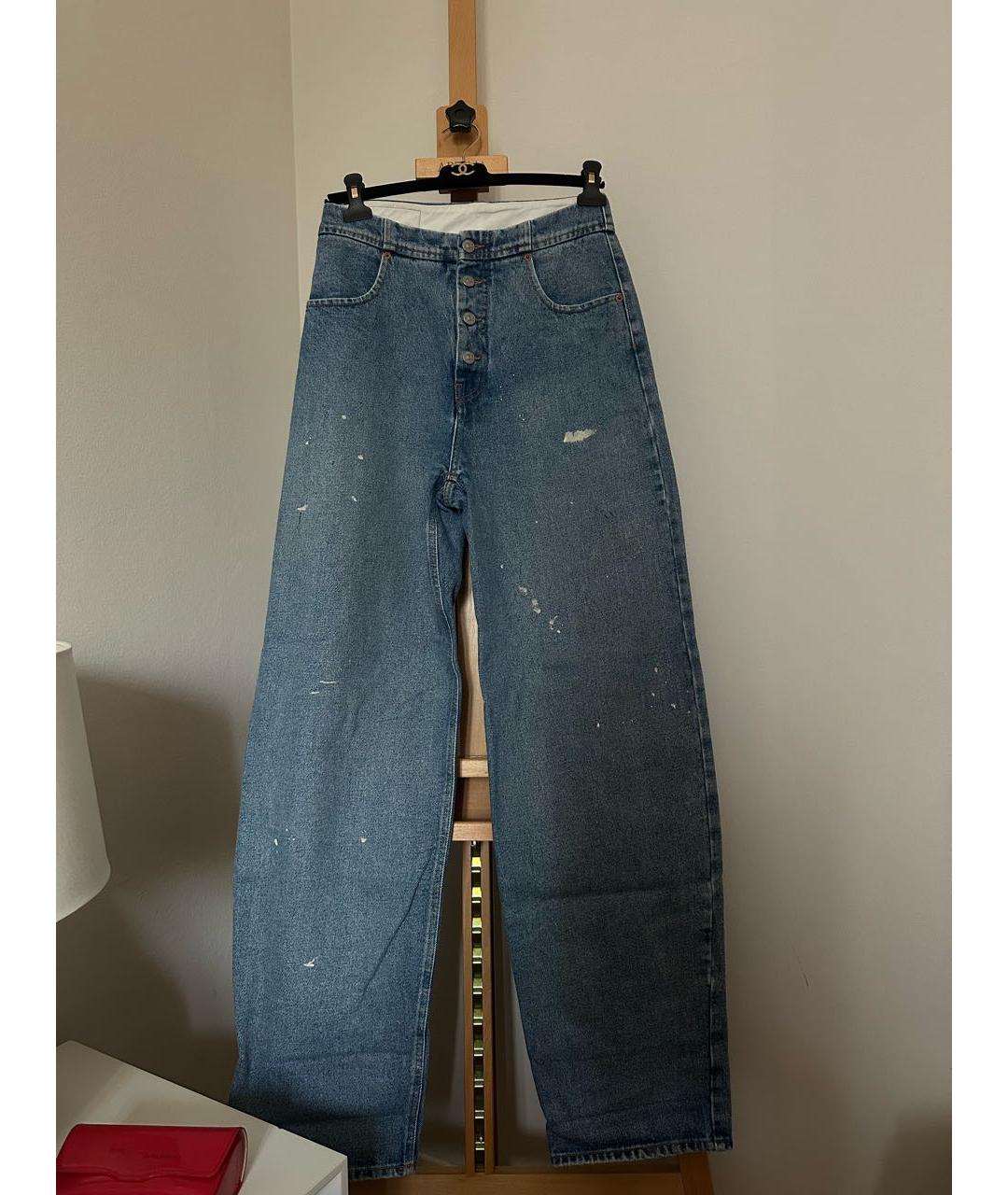 MM6 MAISON MARGIELA Голубые хлопковые прямые джинсы, фото 8