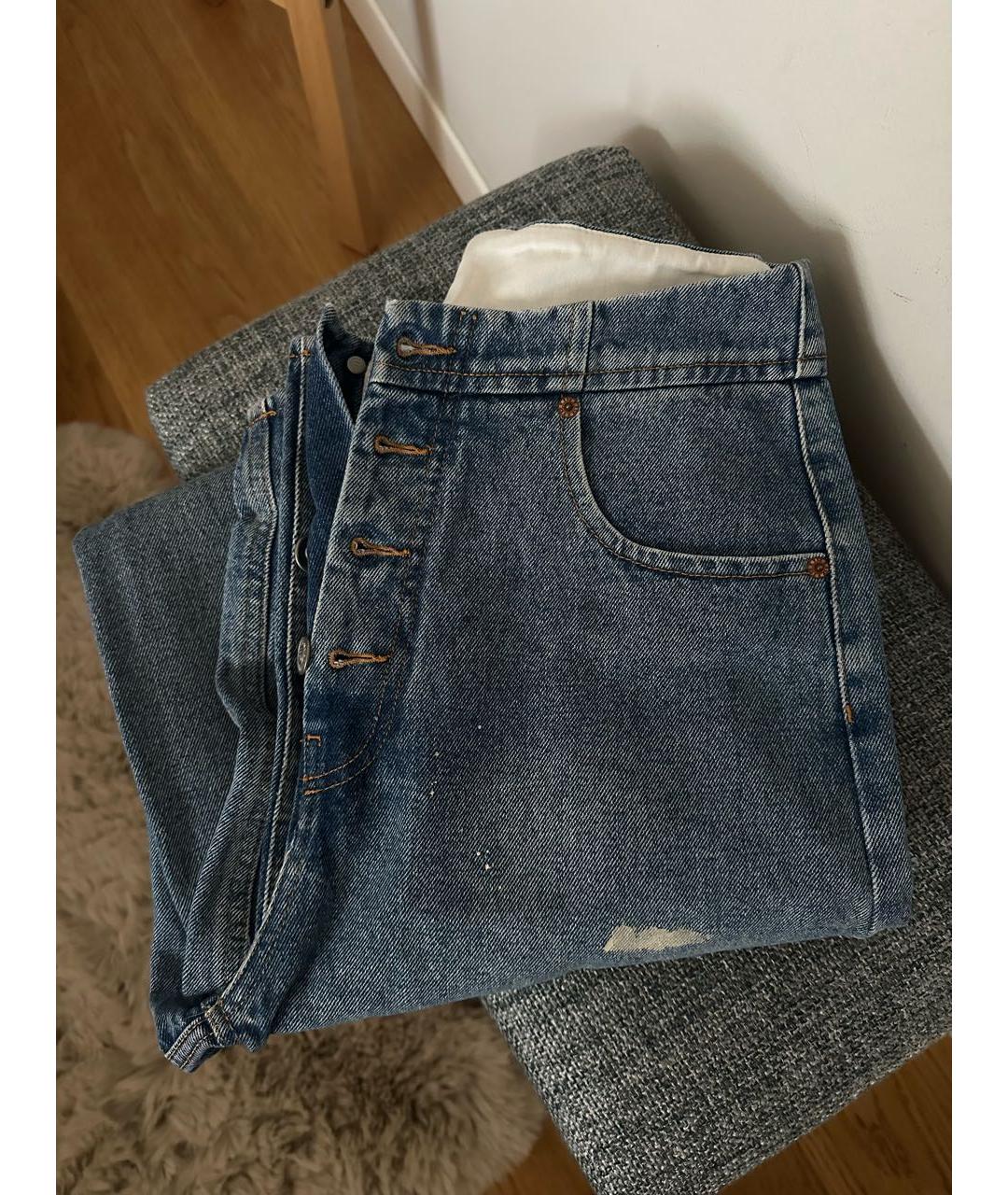 MM6 MAISON MARGIELA Голубые хлопковые прямые джинсы, фото 7