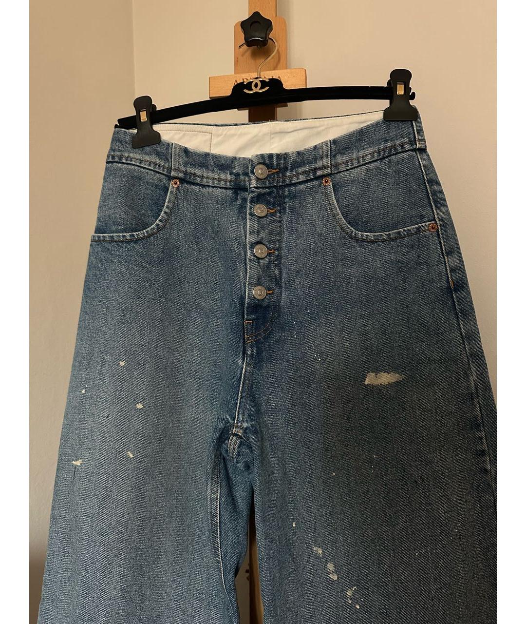 MM6 MAISON MARGIELA Голубые хлопковые прямые джинсы, фото 5