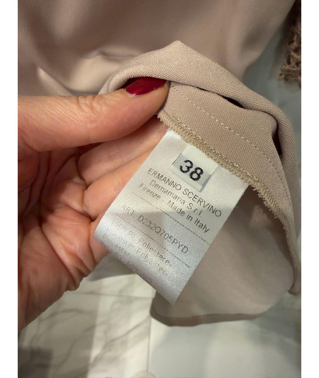 ERMANNO SCERVINO Бежевое полиэстеровое коктейльное платье, фото 6