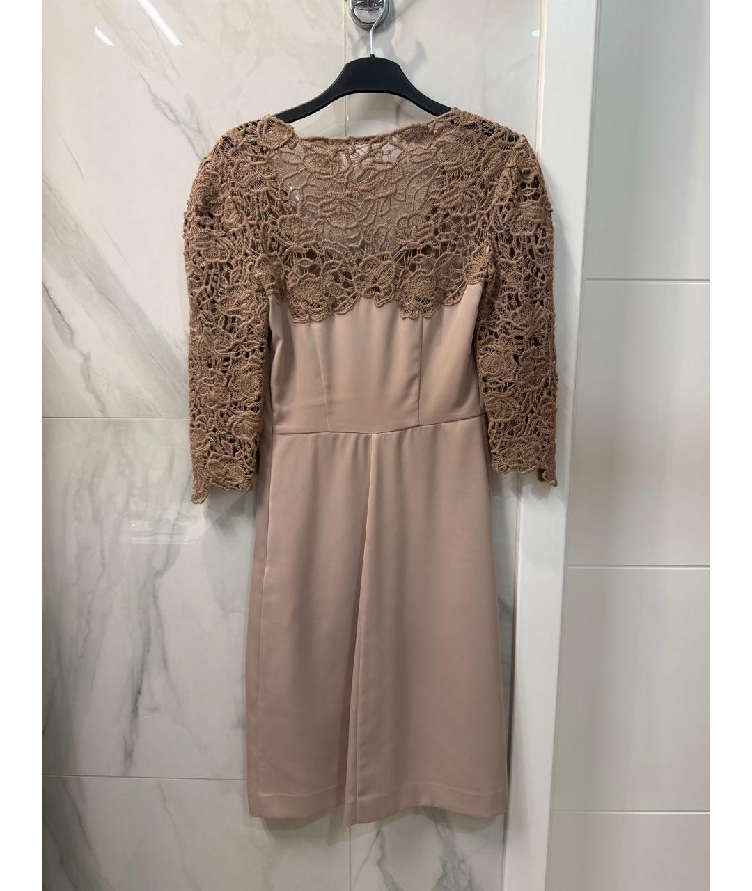 ERMANNO SCERVINO Бежевое полиэстеровое коктейльное платье, фото 2