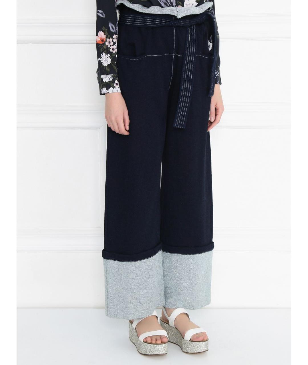 PHILOSOPHY DI LORENZO SERAFINI Синие хлопковые брюки широкие, фото 2