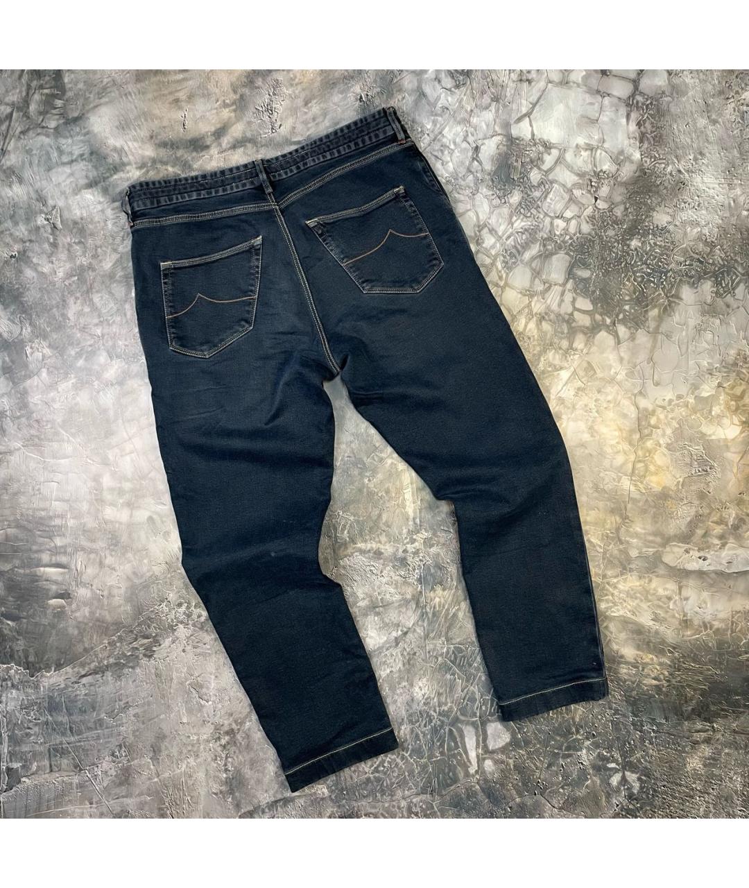 JACOB COHEN Темно-синие хлопко-эластановые прямые джинсы, фото 6