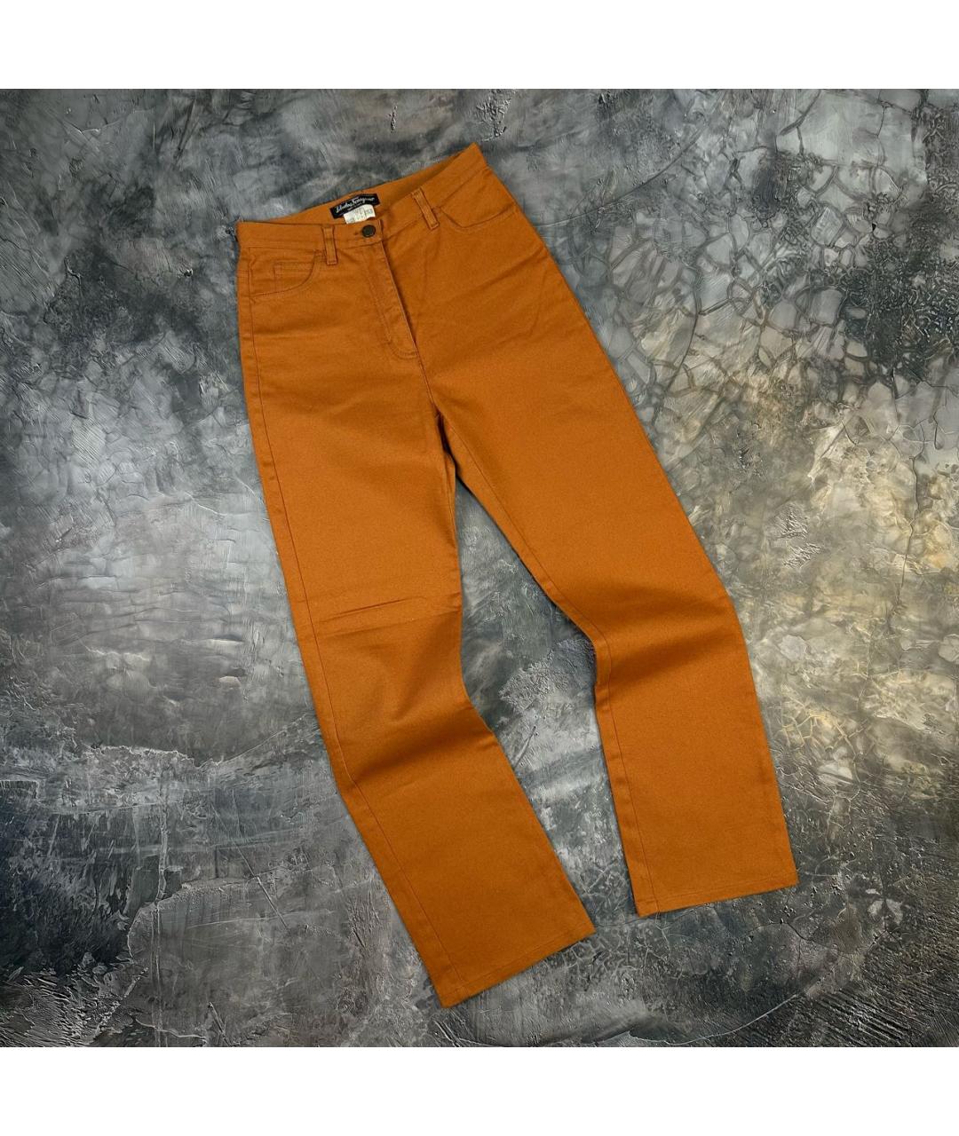 FERRAGAMO Оранжевое хлопко-эластановые прямые джинсы, фото 9