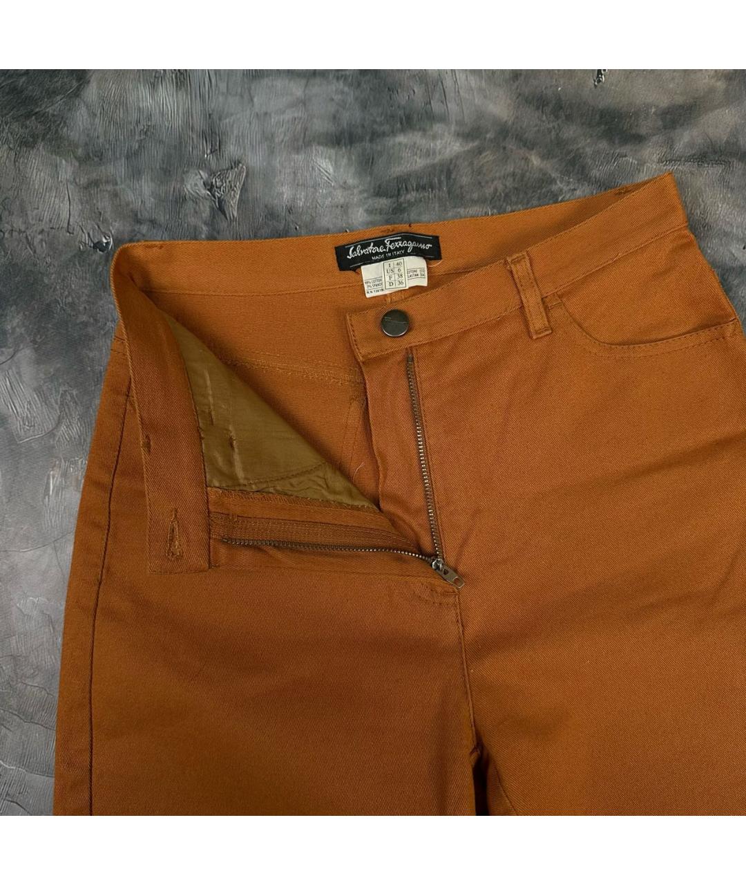 FERRAGAMO Оранжевое хлопко-эластановые прямые джинсы, фото 4