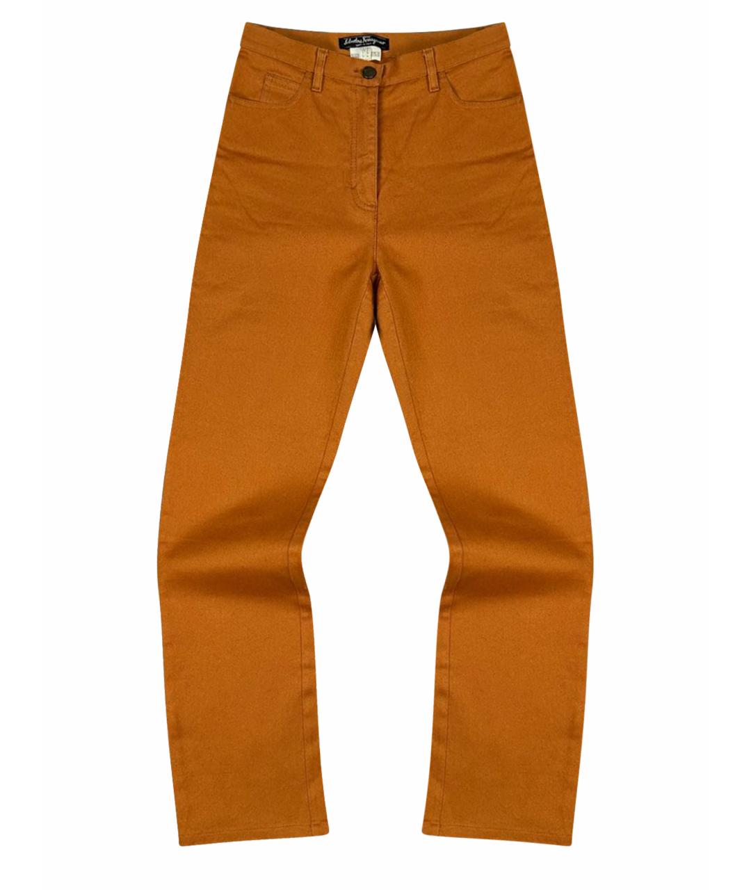 FERRAGAMO Оранжевое хлопко-эластановые прямые джинсы, фото 1
