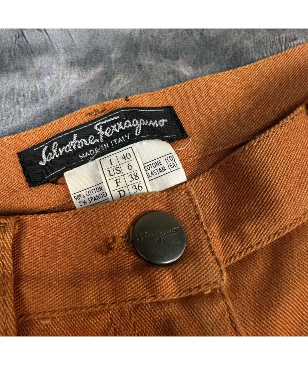 FERRAGAMO Оранжевое хлопко-эластановые прямые джинсы, фото 3