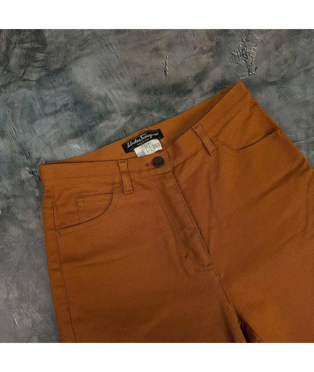 FERRAGAMO Оранжевое хлопко-эластановые прямые джинсы, фото 2