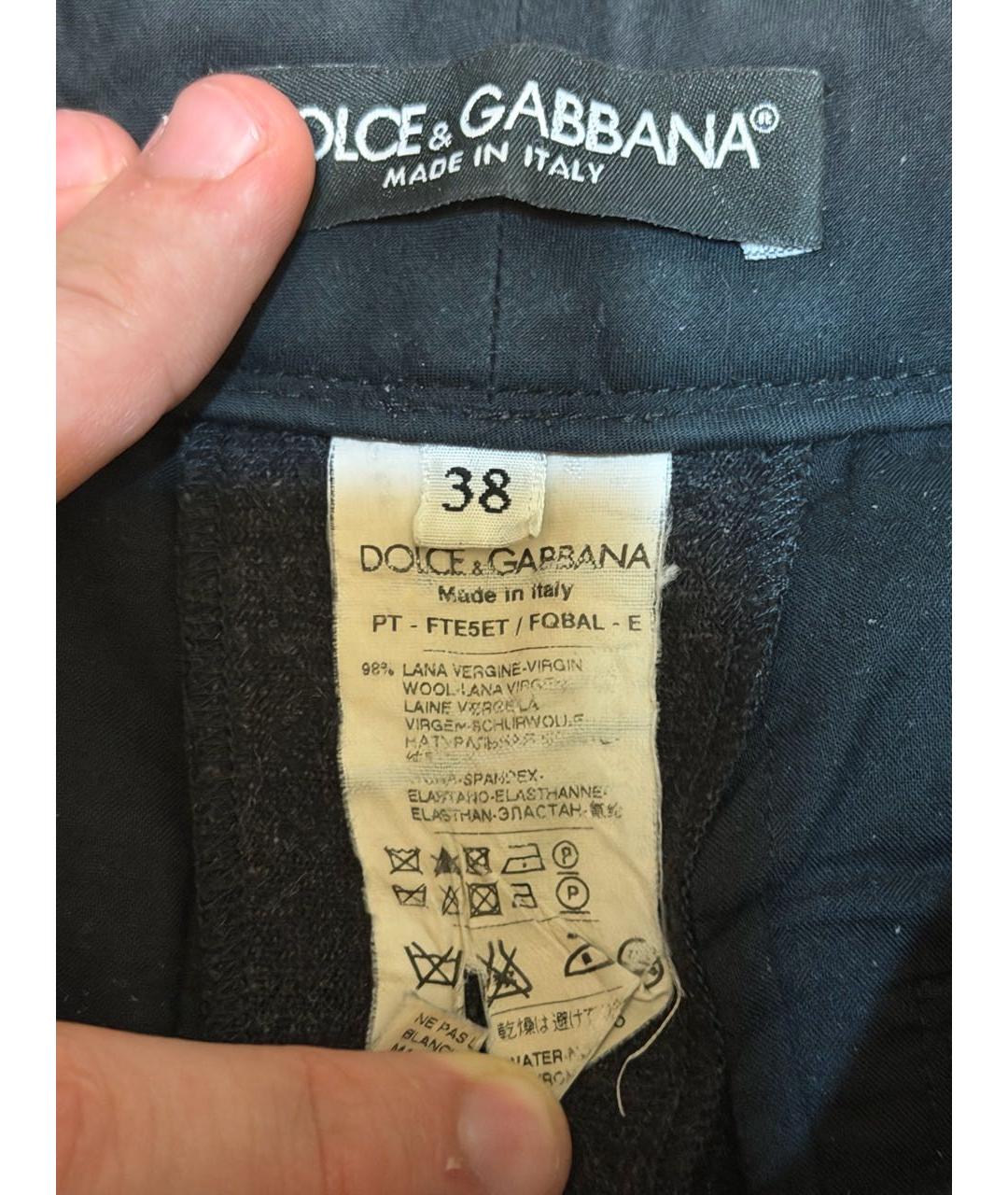 DOLCE&GABBANA Черные шерстяные брюки широкие, фото 6