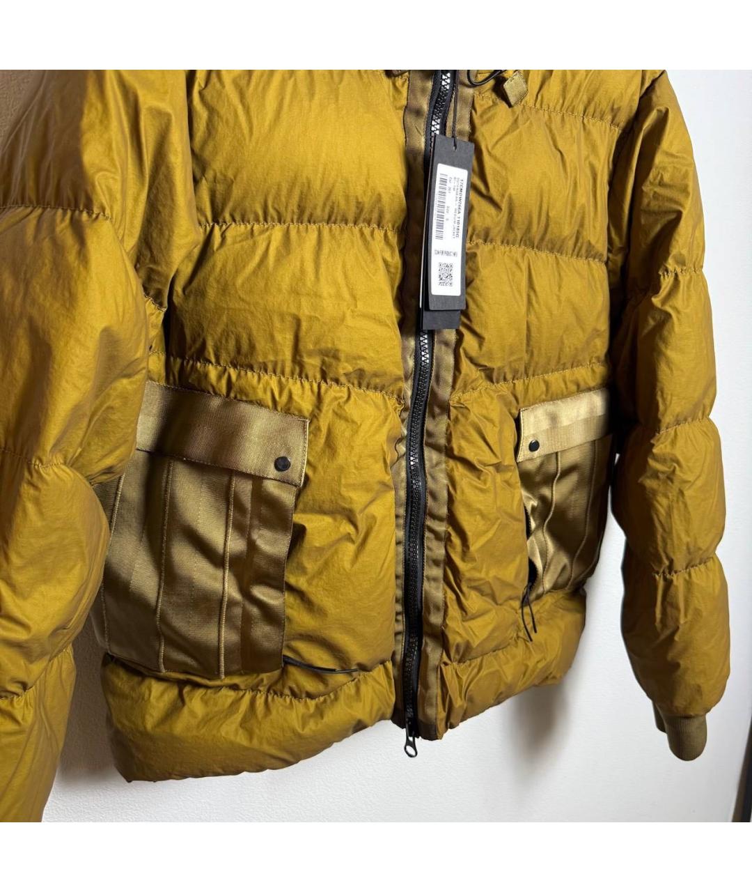 CP COMPANY Горчичный полиэстеровый пуховик, фото 4
