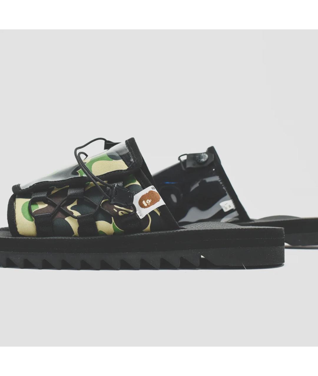 A BATHING APE Зеленые текстильные шлепанцы, фото 4