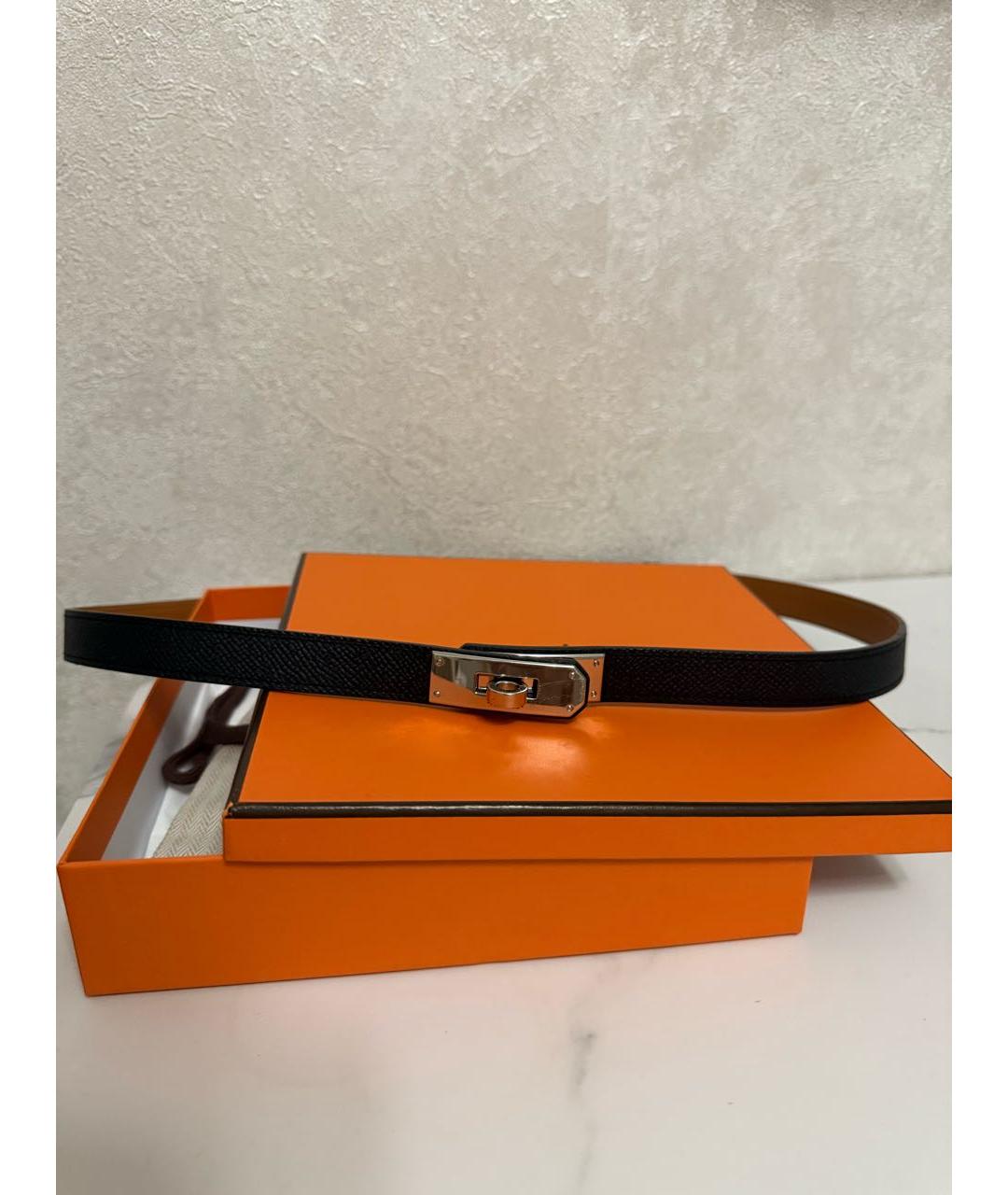 HERMES Черный кожаный ремень, фото 5