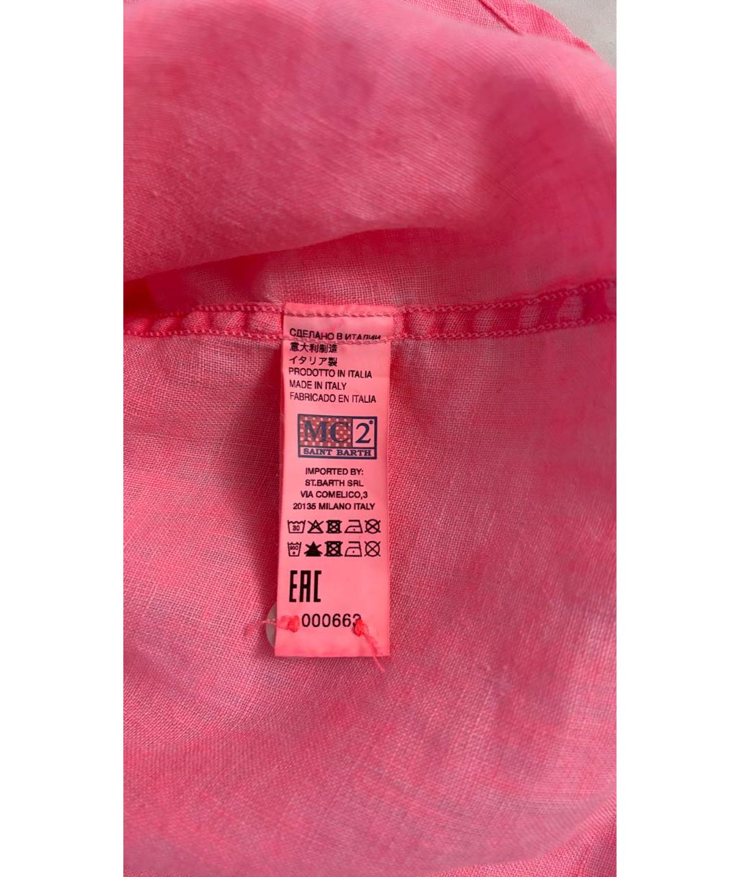 MC2 SAINT BARTH Розовая льняная кэжуал рубашка, фото 7