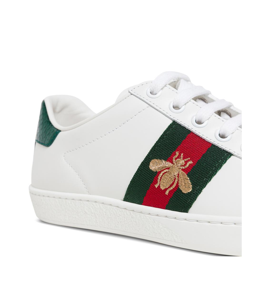 GUCCI Белые кожаные кроссовки, фото 3