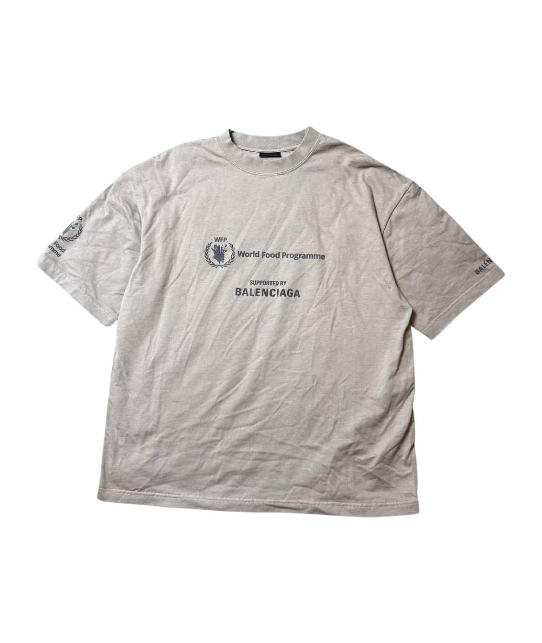 BALENCIAGA Серая хлопковая футболка, фото 1
