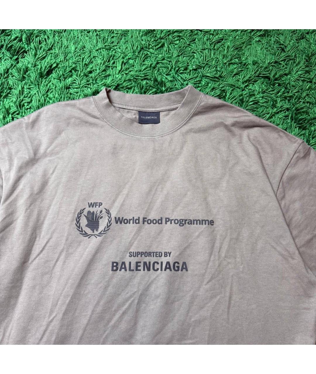 BALENCIAGA Серая хлопковая футболка, фото 3