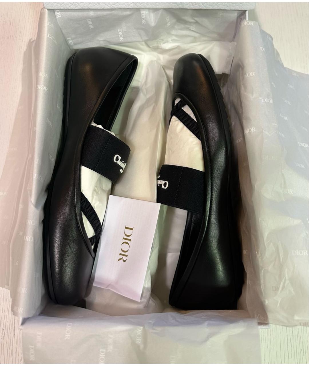 CHRISTIAN DIOR Черные кожаные балетки, фото 5