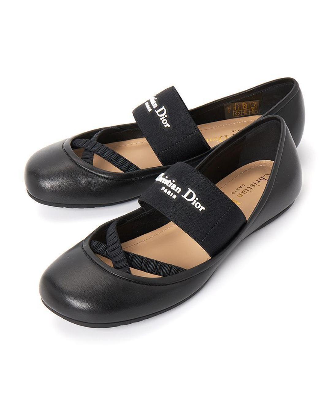 CHRISTIAN DIOR Черные кожаные балетки, фото 7