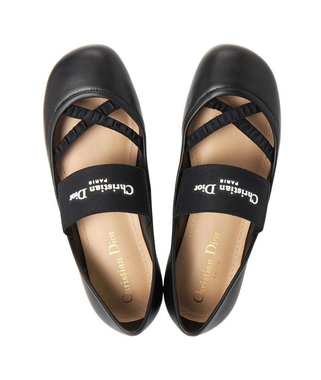 CHRISTIAN DIOR Черные кожаные балетки, фото 3