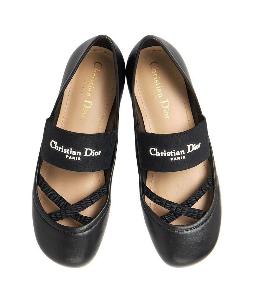CHRISTIAN DIOR Черные кожаные балетки, фото 2