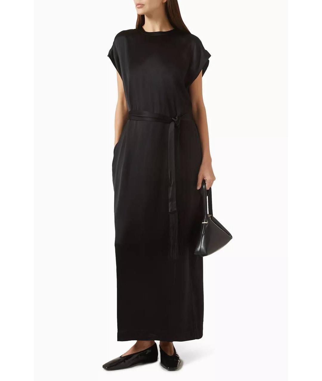 TOTEME Черное шелковое повседневное платье, фото 4