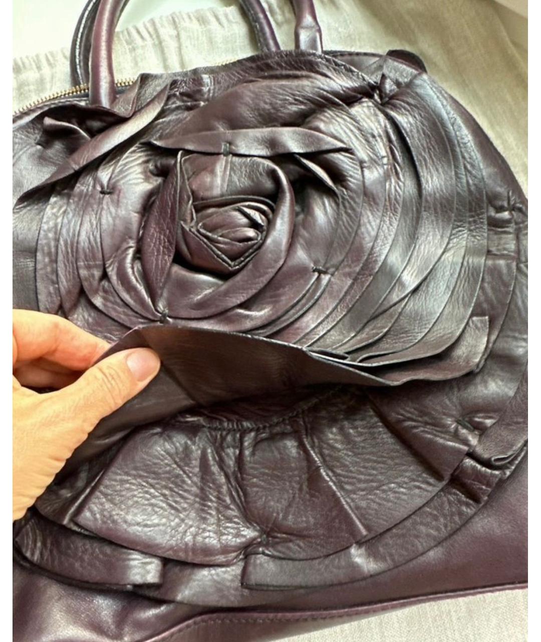 VALENTINO Фиолетовая кожаная сумка через плечо, фото 4