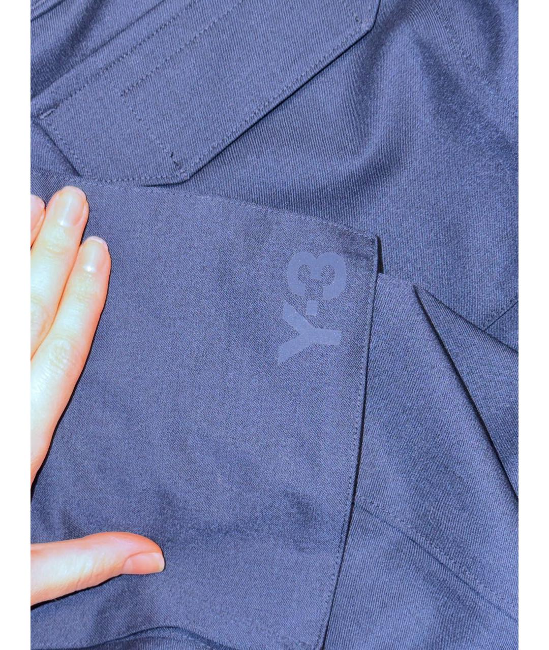 Y-3 Темно-синие шерстяные брюки широкие, фото 5