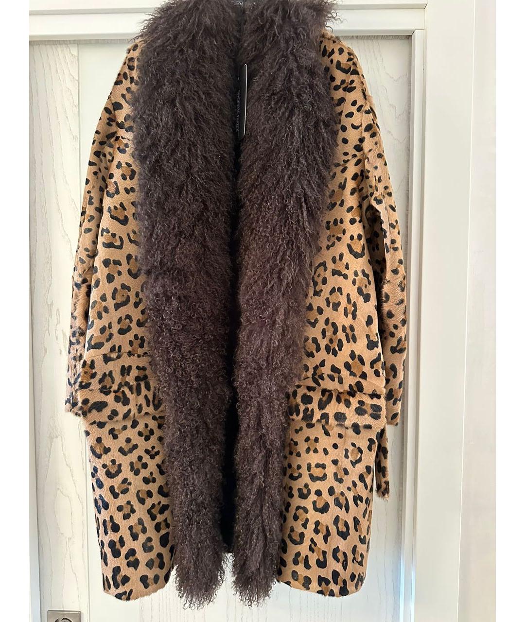 SIMONETTA RAVIZZA Коричневая меховая шуба, фото 2