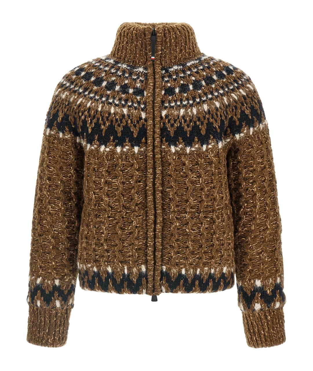 MONCLER GRENOBLE Коричневый шерстяной джемпер / свитер, фото 1