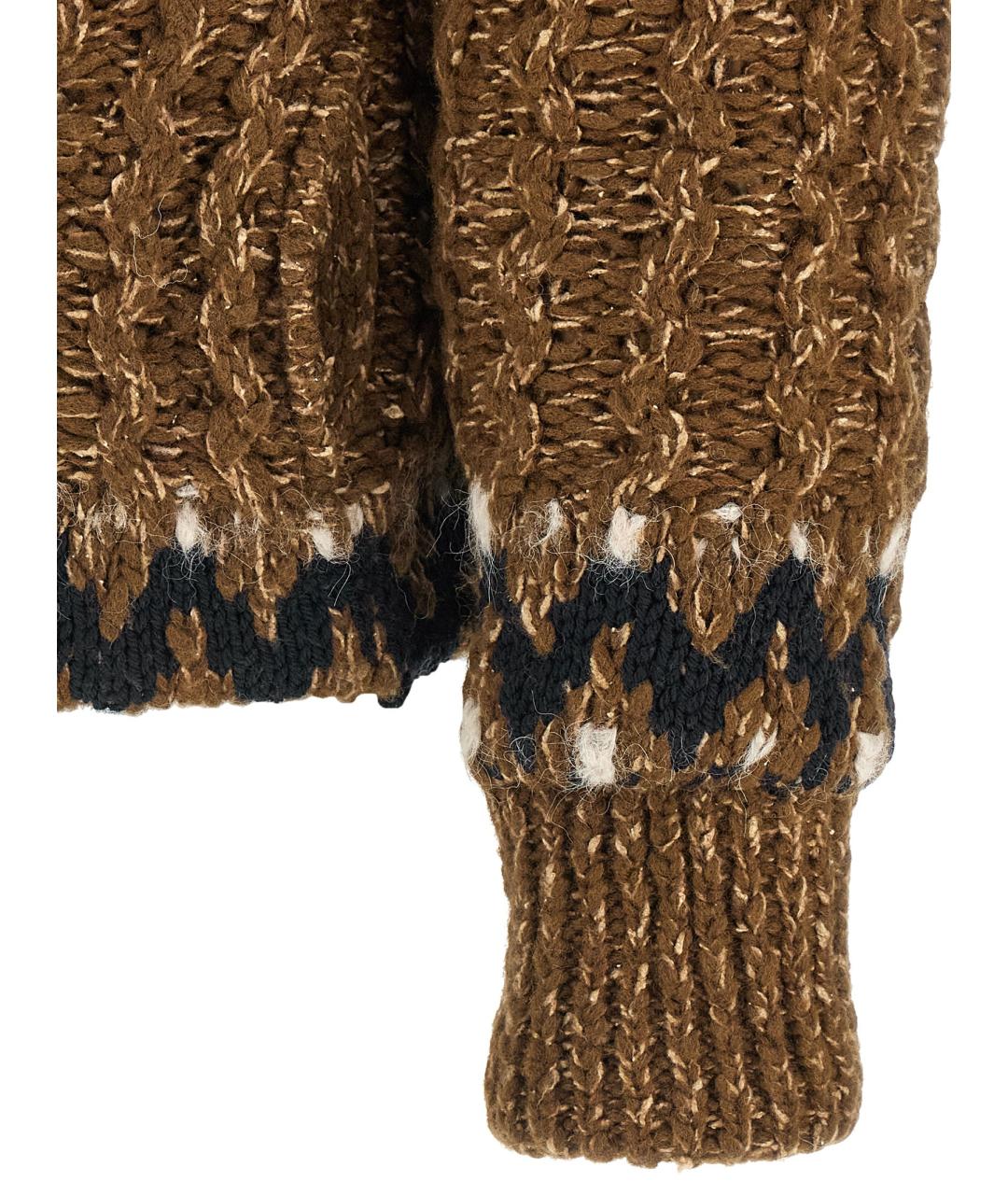 MONCLER GRENOBLE Коричневый шерстяной джемпер / свитер, фото 4