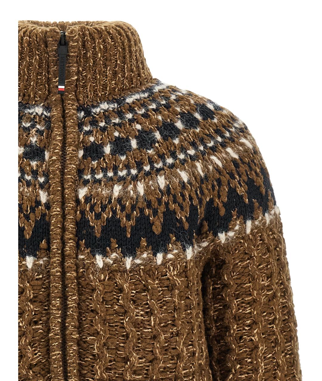 MONCLER GRENOBLE Коричневый шерстяной джемпер / свитер, фото 3