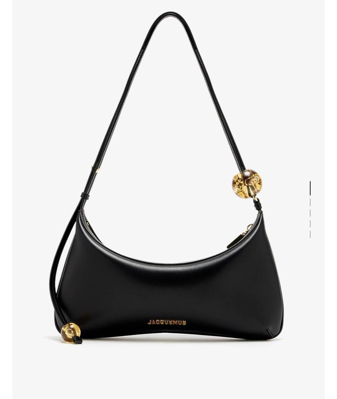JACQUEMUS Черная кожаная сумка с короткими ручками, фото 5