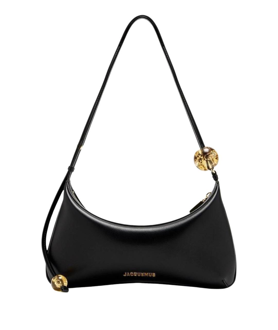 JACQUEMUS Черная кожаная сумка с короткими ручками, фото 1