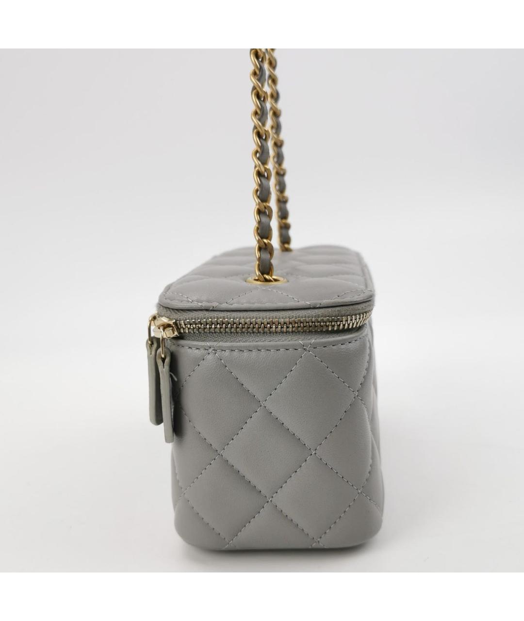 CHANEL Серая кожаная сумка через плечо, фото 3