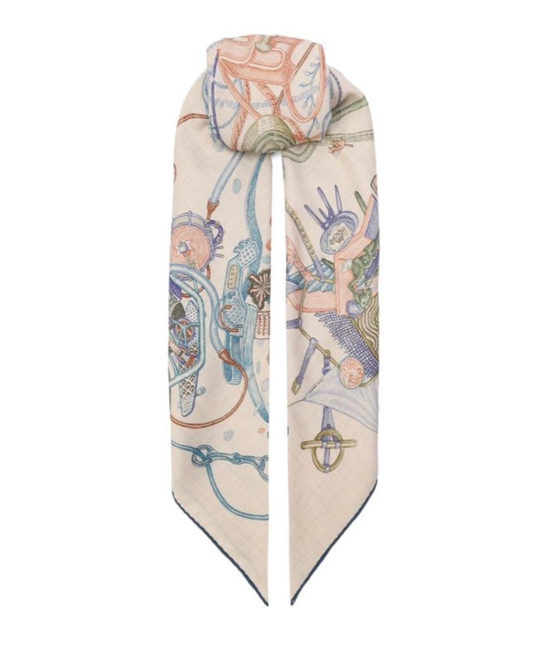 HERMES Бежевый кашемировый платок, фото 1