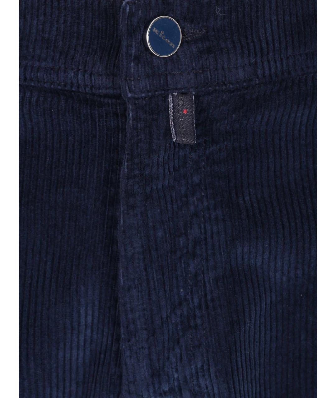 KITON Синие хлопко-эластановые повседневные брюки, фото 9