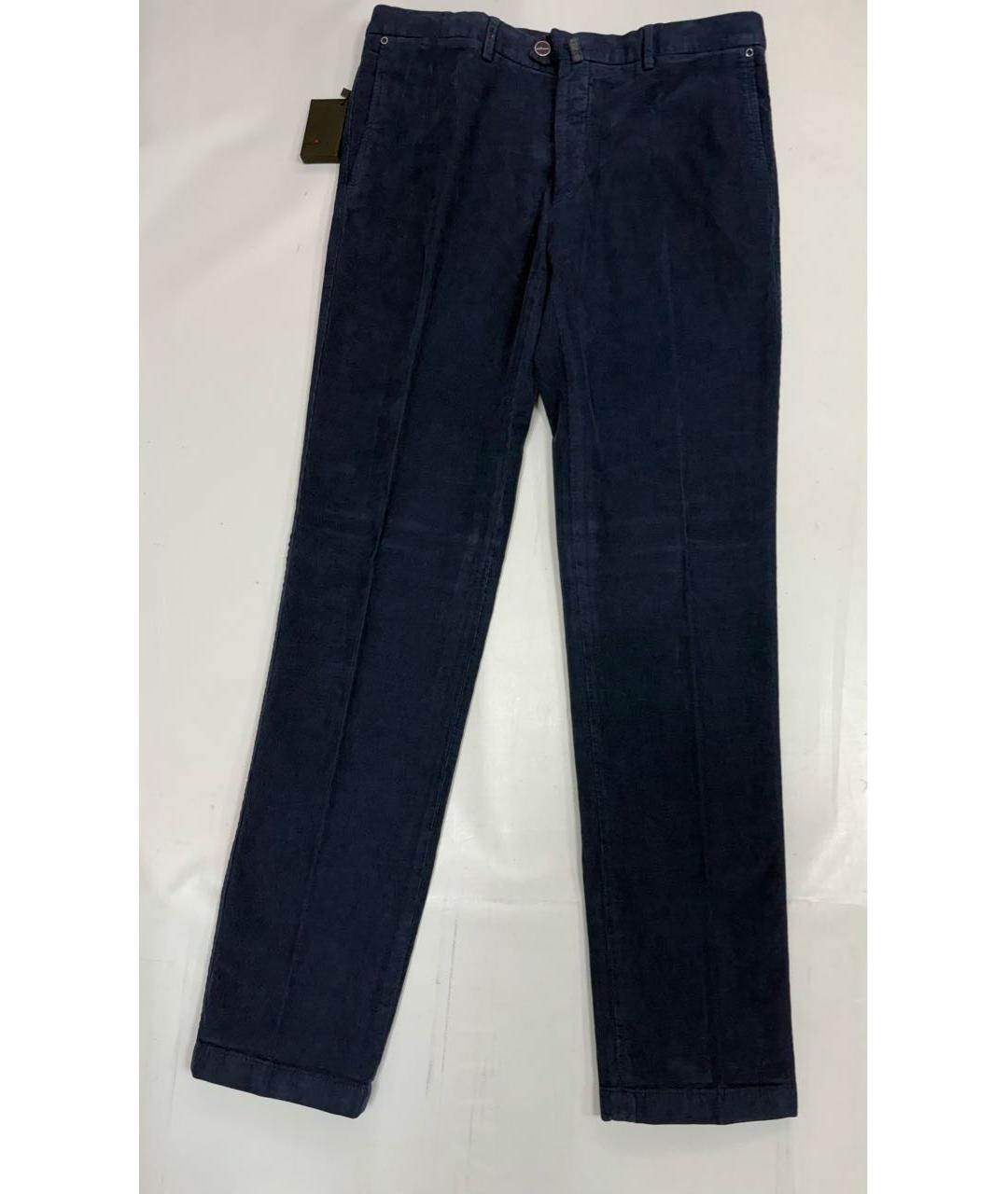 KITON Синие хлопко-эластановые повседневные брюки, фото 2