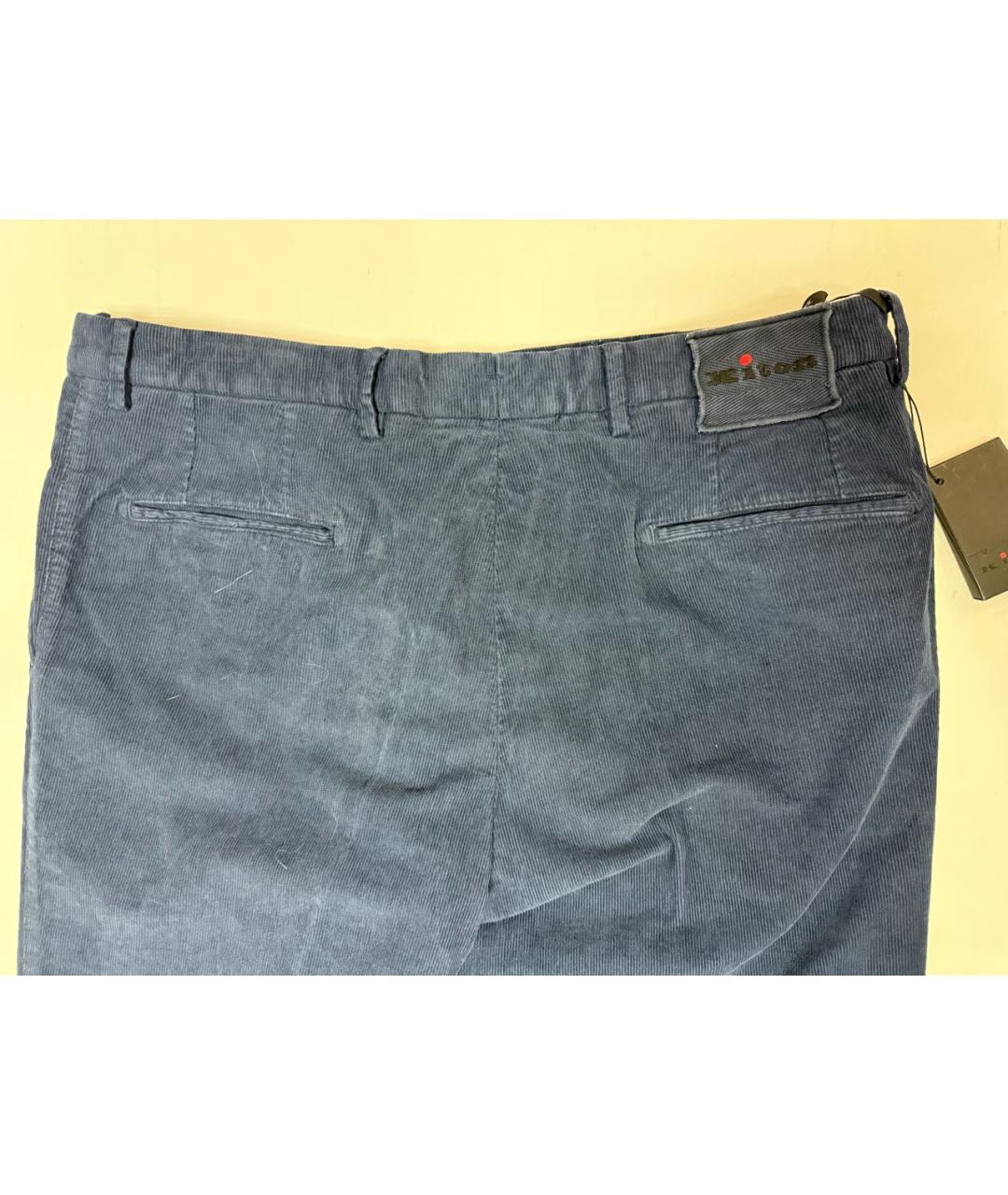 KITON Синие хлопко-эластановые повседневные брюки, фото 6