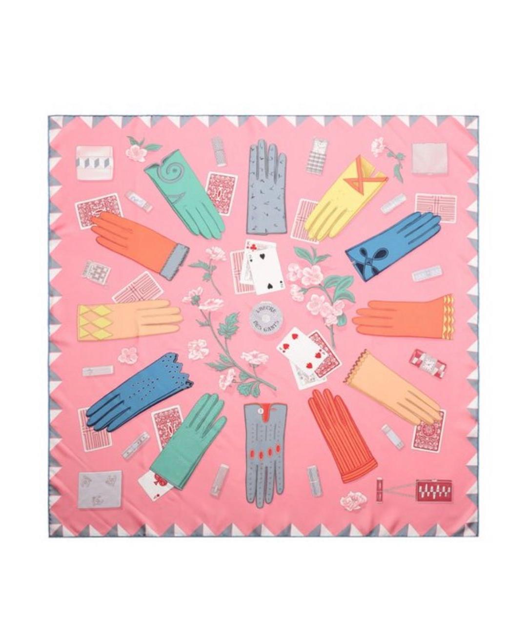 HERMES Розовый шелковый платок, фото 2