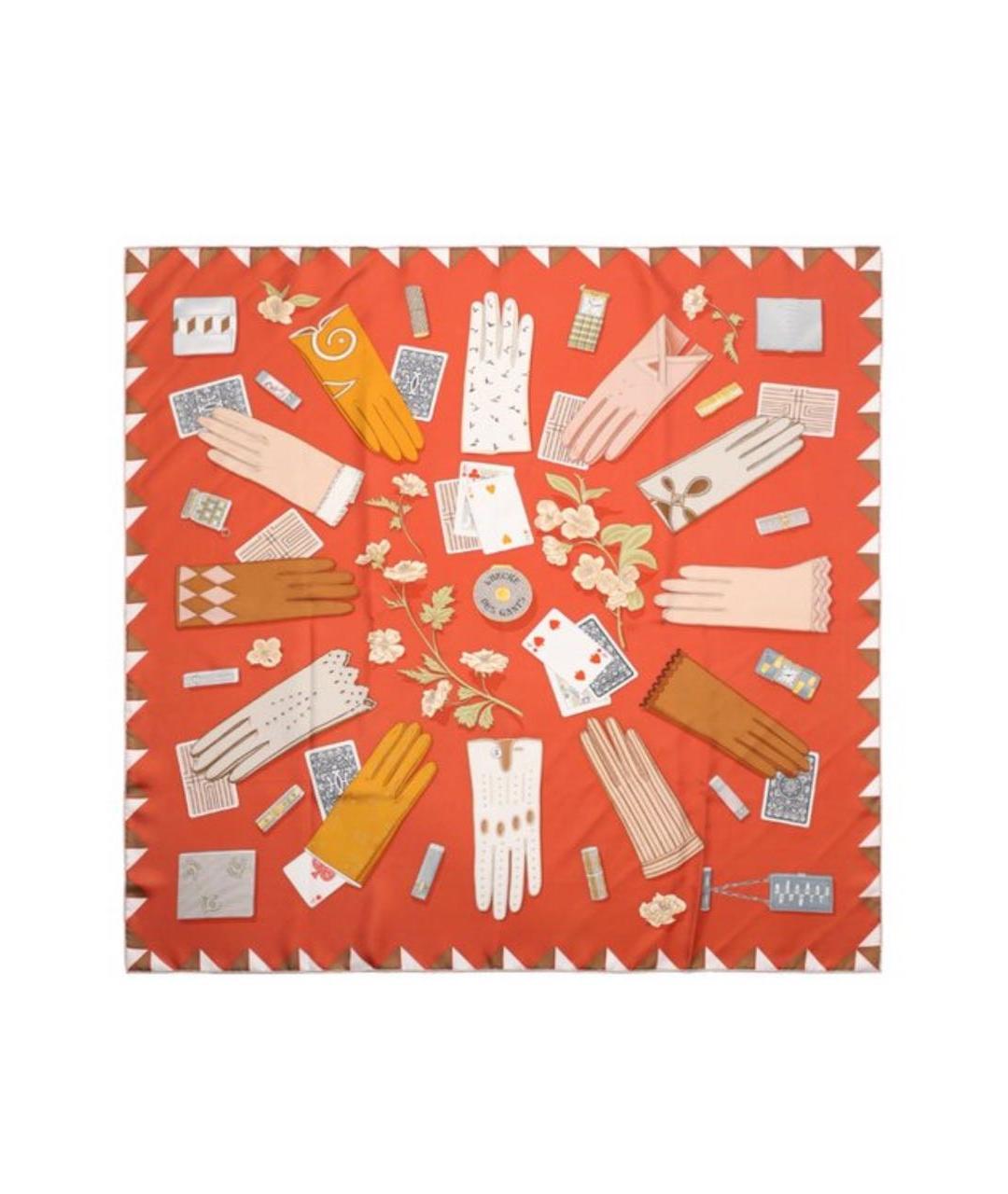 HERMES Коралловый шелковый платок, фото 2