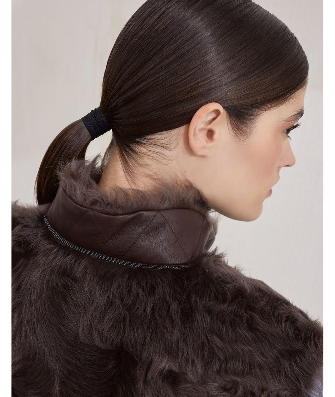 BRUNELLO CUCINELLI Коричневый меховой жилет, фото 6