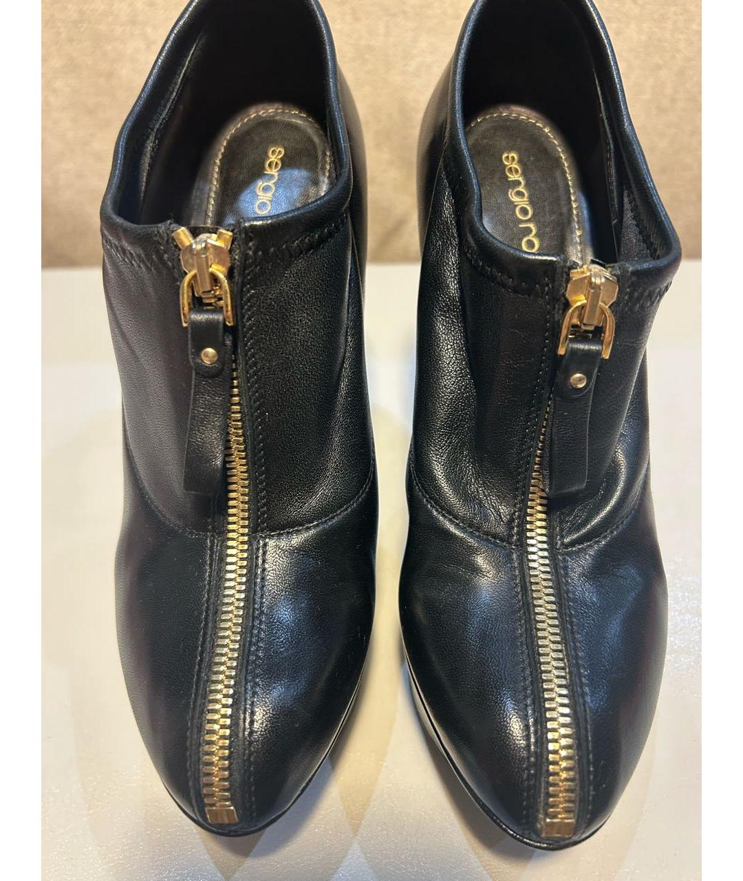 SERGIO ROSSI Черные кожаные ботильоны, фото 7