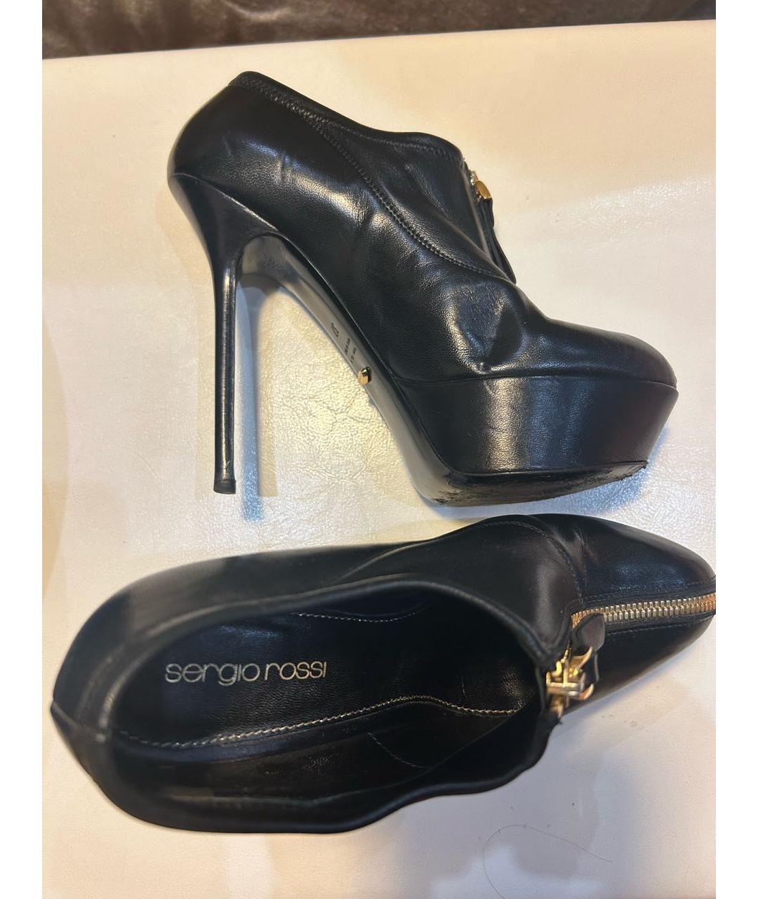 SERGIO ROSSI Черные кожаные ботильоны, фото 8