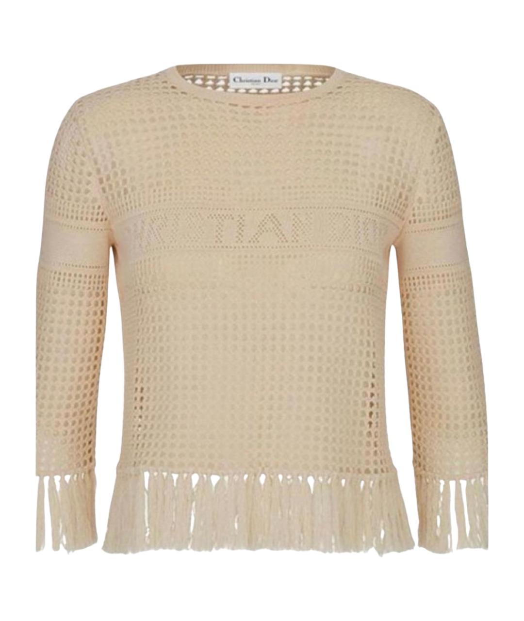 CHRISTIAN DIOR Бежевый хлопковый джемпер / свитер, фото 1
